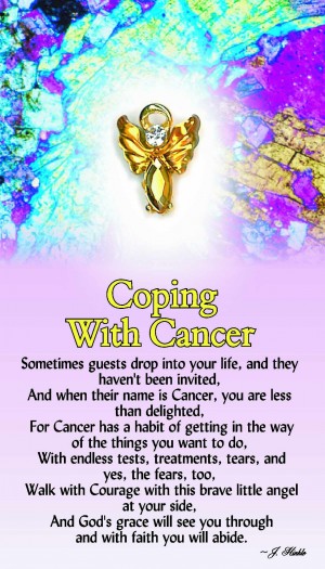 Guardian Angel Holds Dark Blue Ribbon Colon Cancer Support Lapel